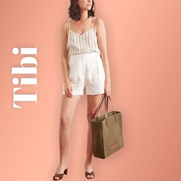 Tibi Ivory Anna Stripe Camisole Black Multi V-neck Tank Top/Cami NWT - Picture 16 of 16